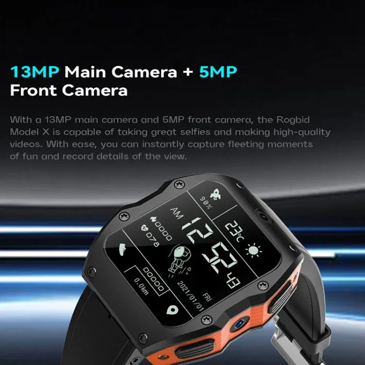 Model X Smartwatch, 1,99 Zoll, IP68 wasserdicht, Android 9.0, 4G, Dual-Kamera, Keramikgehäuse, 2 GB + 16 GB, 4 GB + 128 GB