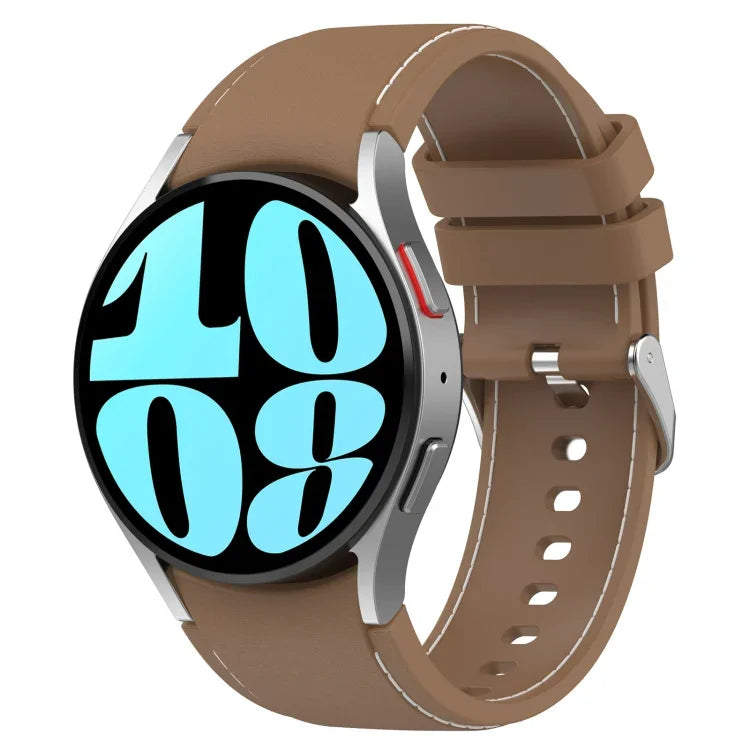 Leder-Silikon-Uhrenarmband, für Samsung Galaxy Watch 6 / 6 Classic