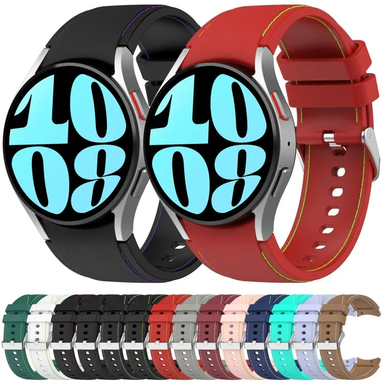 Leder-Silikon-Uhrenarmband, für Samsung Galaxy Watch 6 / 6 Classic