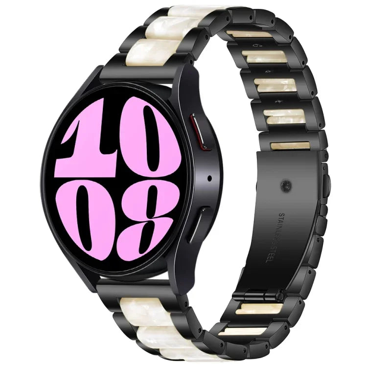 Dreireihiges Uhrenarmband aus Kunstharz und Metall, passend für Samsung Galaxy Watch 6 / 6 Classic