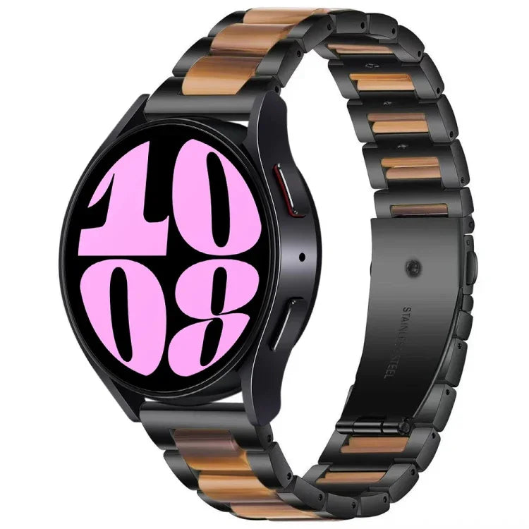 Dreireihiges Uhrenarmband aus Kunstharz und Metall, passend für Samsung Galaxy Watch 6 / 6 Classic