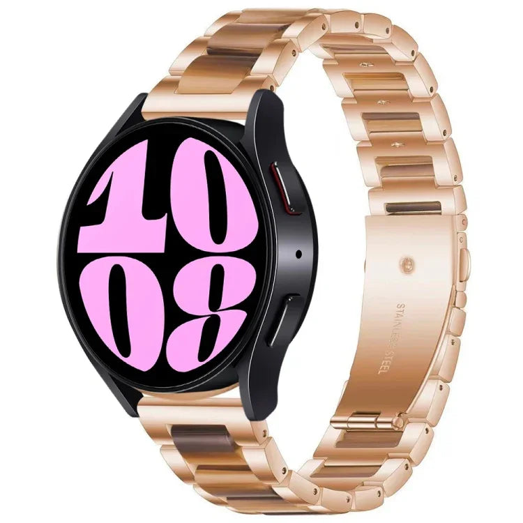 Dreireihiges Uhrenarmband aus Kunstharz und Metall, passend für Samsung Galaxy Watch 6 / 6 Classic
