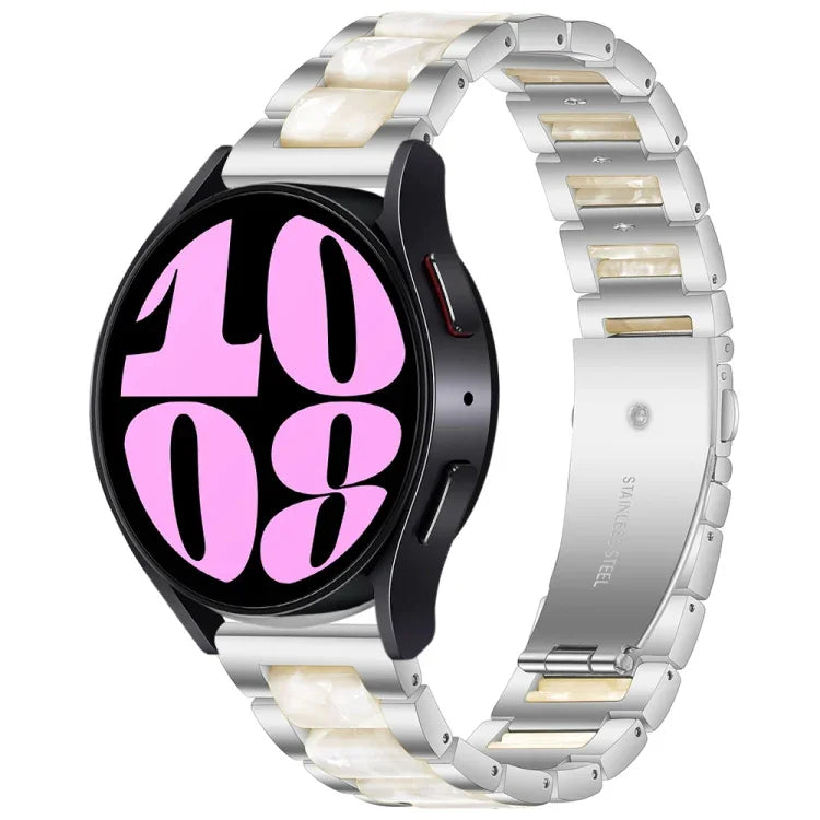 Dreireihiges Uhrenarmband aus Kunstharz und Metall, passend für Samsung Galaxy Watch 6 / 6 Classic