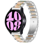 Dreireihiges Uhrenarmband aus Kunstharz und Metall, passend für Samsung Galaxy Watch 6 / 6 Classic