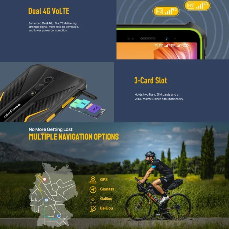 Ulefone Armor X12 Pro, robustes Smartphone (IP68/IP69K), 5,45 Zoll, Android 15, MediaTek Helio G36 Octa-Core-Prozessor, Netzwerk: 4G, NFC, 4 GB + 64 GB