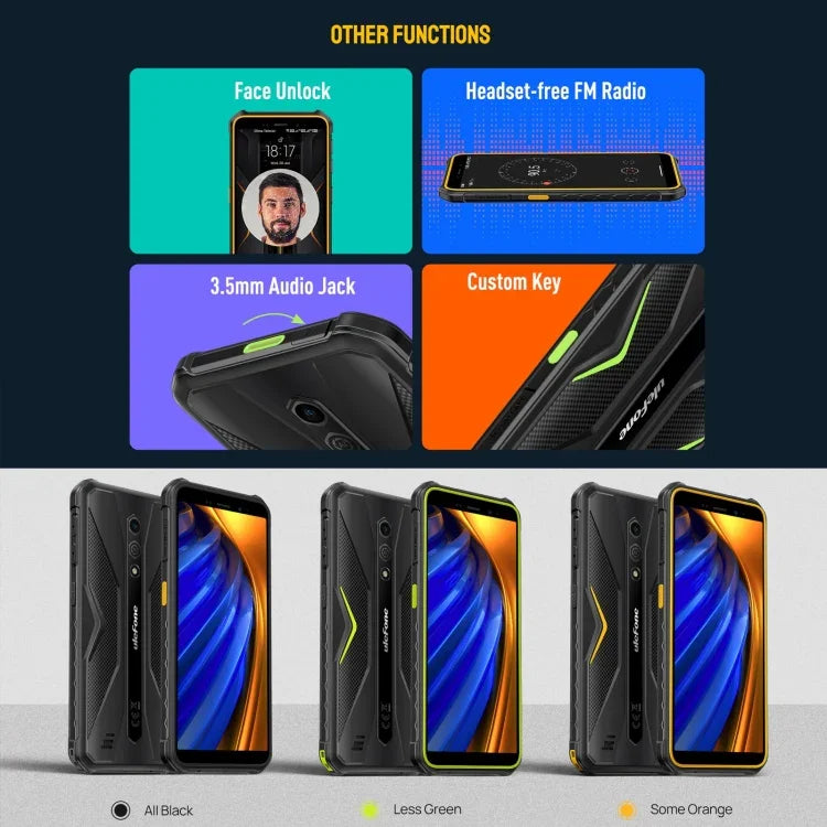Ulefone Armor X12 Pro, robustes Smartphone (IP68/IP69K), 5,45 Zoll, Android 15, MediaTek Helio G36 Octa-Core-Prozessor, Netzwerk: 4G, NFC, 4 GB + 64 GB