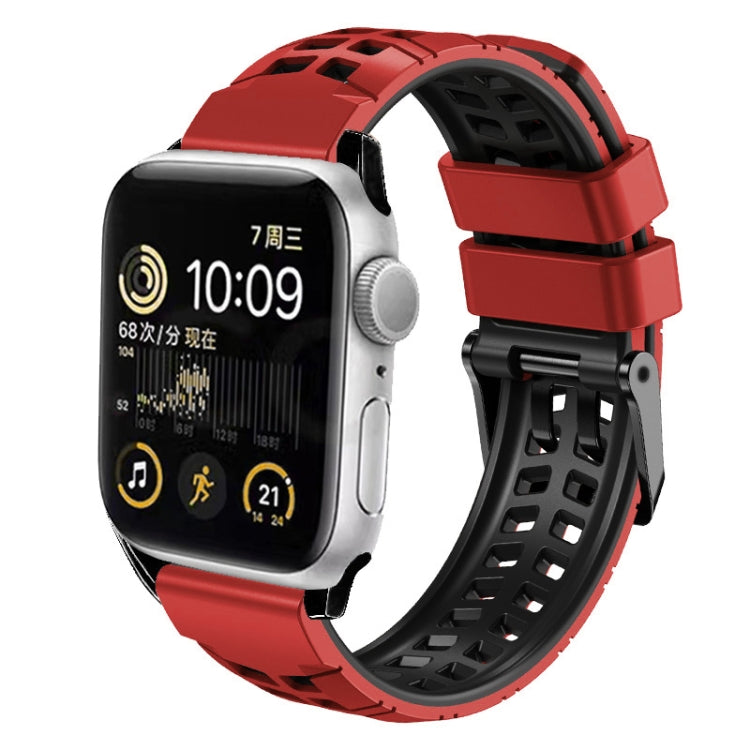 Twill-Doppelreihige Schnallen-Silikon-Uhrenarmband, für Apple Watch SE 40mm, für Apple Watch SE 44mm, für Apple Watch Series 7 41mm, für Apple Watch Series 7 45mm, für Apple Watch Series 6 40mm