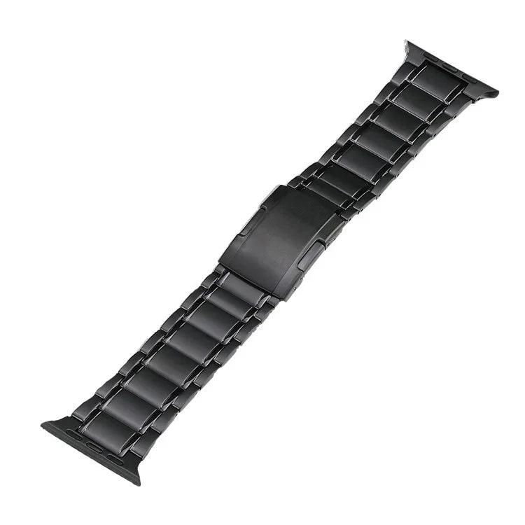 Fünf-Perlen-Armband mit Dornschließe aus Titanstahl, passend für Apple Watch Ultra 49 mm, Apple Watch SE 2023 44 mm, Apple Watch Ultra 2 49 mm, Apple Watch Series 9 45 mm, Apple Watch SE 2022 44 mm, Apple Watch Series 8 45 mm, Apple Watch SE 4...