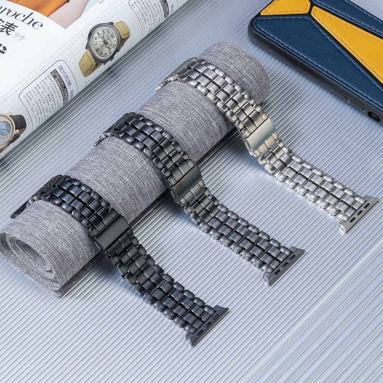 Fünf-Perlen-Armband aus Titanstahl, passend für Apple Watch Series 6 (44 mm), Apple Watch Series 5 (44 mm), Apple Watch Series 5 (40 mm), Apple Watch Series 4 (44 mm), Apple Watch (42 mm), Apple Watch Series 3 (38 mm), Apple Watch (38 mm) ...