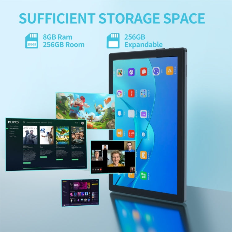 BDF P70 4G LTE Tablet-PC 10,1 Zoll, Android 12 MTK6762 Octa-Core, Dual-SIM-Unterstützung, EU-Stecker, 8 GB + 256 GB