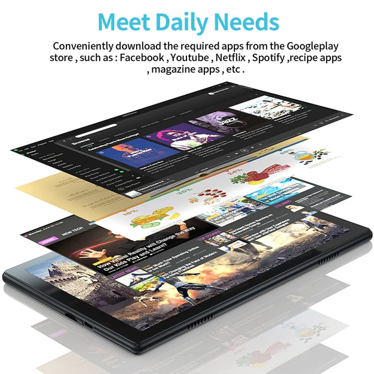 BDF P70 4G LTE Tablet-PC 10,1 Zoll, Android 12 MTK6762 Octa-Core, Dual-SIM-Unterstützung, EU-Stecker, 8 GB + 256 GB
