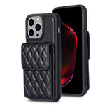 Vertical Wallet Rhombic Leather Phone Case, For iPhone 15 Pro Max, For iPhone 15 Pro, For iPhone 15 Plus, For iPhone 15