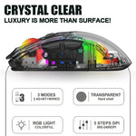 XUNFOX XYH20RGB 2.4G + BT + kabelgebundene transparente 2400DPI RGB-Licht Gaming-Maus, 2.4G + BT + kabelgebunden
