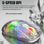 XUNFOX XYH20RGB 2.4G + BT + kabelgebundene transparente 2400DPI RGB-Licht Gaming-Maus, 2.4G + BT + kabelgebunden