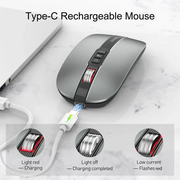 HXSJ M113 Dual-Mode Kabellose Maus mit 2,4 GHz und Bluetooth 5.1, 2400 DPI