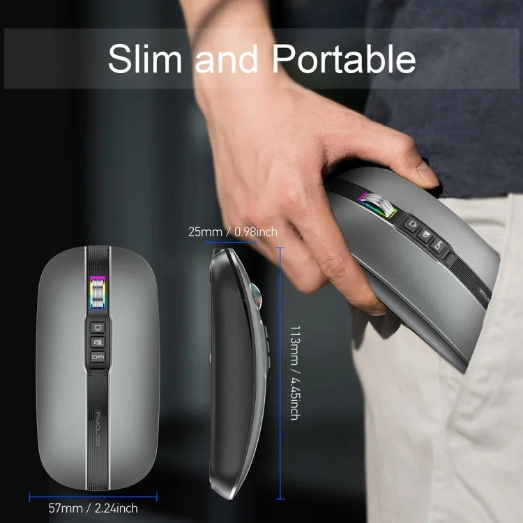 HXSJ M113 Dual-Mode Kabellose Maus mit 2,4 GHz und Bluetooth 5.1, 2400 DPI