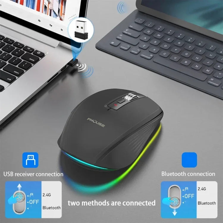 HXSJ M303 2400DPI Dual Mode 2.4GHz + Bluetooth 5.1 Kabellose Maus