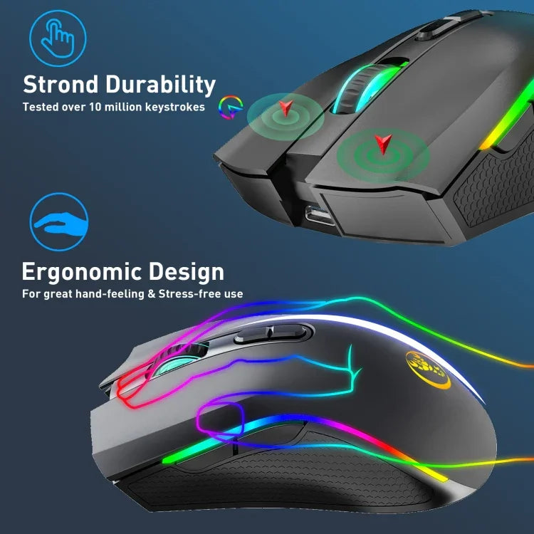 HXSJ T69 4800DPI RGB 2.4GHz Kabellose Maus, T69
