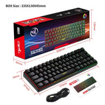 HXSJ V200 Kabelgebundene mechanische RGB-Tastatur mit Hintergrundbeleuchtung, 68 Tastenkappen, Kabellänge: 1,7 m, V200 Schwarz, V200 Weiß