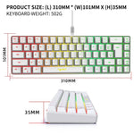 HXSJ V200 Kabelgebundene mechanische RGB-Tastatur mit Hintergrundbeleuchtung, 68 Tastenkappen, Kabellänge: 1,7 m, V200 Schwarz, V200 Weiß