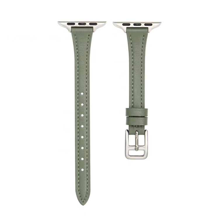 T-förmiges schlankes echtes Leder-Uhrenarmband, für Apple Watch Series 9 41mm, für Apple Watch Ultra 49mm, für Apple Watch Series 8 41mm, für Apple Watch Series 8 45mm, für Apple Watch SE 2022 40mm, für Apple Watch SE 2022 44mm
