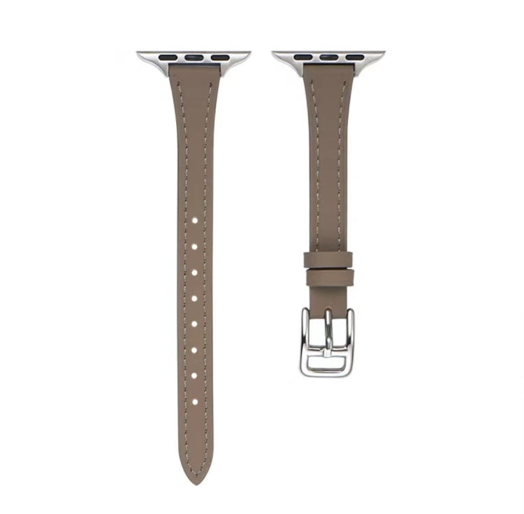 T-förmiges schlankes echtes Leder-Uhrenarmband, für Apple Watch Series 10 46mm, für Apple Watch Series 10 42mm, für Apple Watch SE 2023 44mm, für Apple Watch SE 2023 40mm, für Apple Watch Ultra 2 49mm, für Apple Watch Series 9 45mm