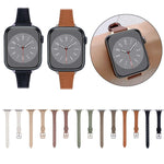 T-förmiges schlankes echtes Leder-Uhrenarmband, für Apple Watch Series 10 46mm, für Apple Watch Series 10 42mm, für Apple Watch SE 2023 44mm, für Apple Watch SE 2023 40mm, für Apple Watch Ultra 2 49mm, für Apple Watch Series 9 45mm