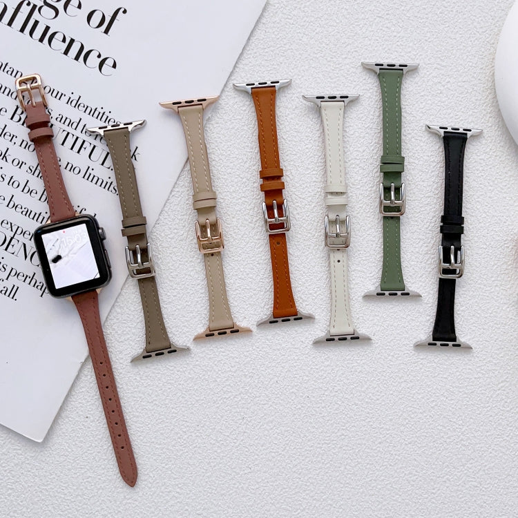 T-förmiges schlankes echtes Leder-Uhrenarmband, für Apple Watch Series 5 44mm, für Apple Watch Series 5 40mm, für Apple Watch Series 4 44mm, für Apple Watch Series 4 40mm, für Apple Watch Series 3 38mm, für Apple Watch Series 3 42mm