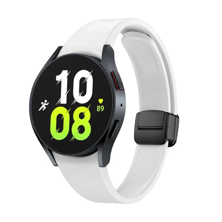 Schwarzes Silikon-Uhrenarmband mit magnetischer Faltschließe, passend für Samsung Galaxy Watch 6