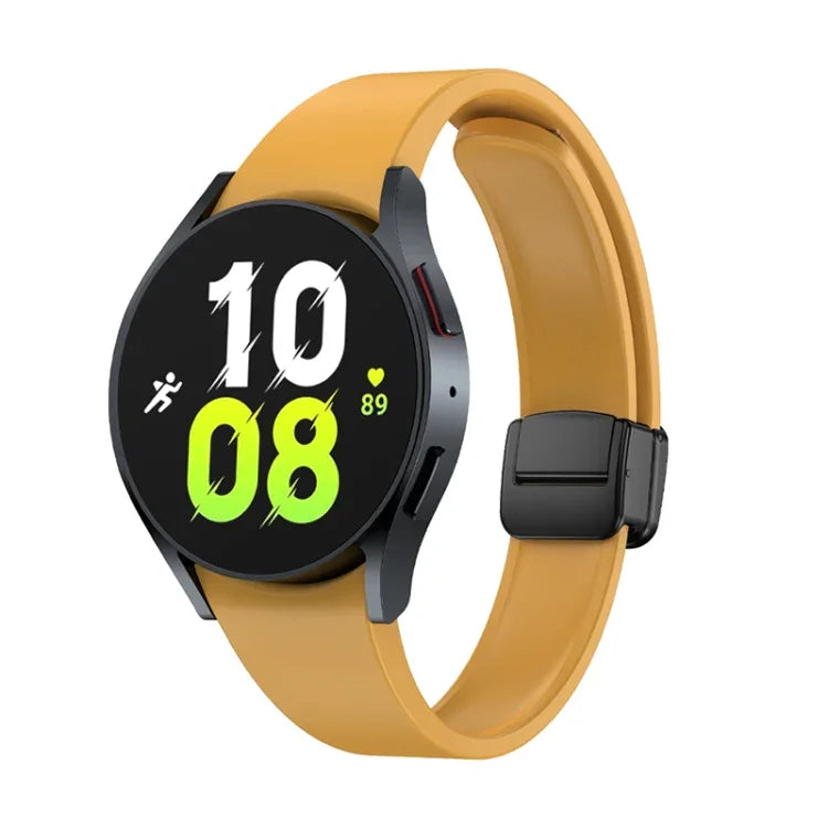 Magnetic Folding Black Buckle Silicone Watch Band, For Samsung Galaxy Watch 6