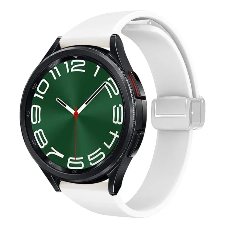 Schlankes Silikon-Uhrenarmband mit magnetischer silberner Schnalle, für Samsung Galaxy Watch 6 / 6 Classic