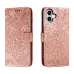Klappbare Leder-Handyhülle mit Spitzenblumenprägung, Für iPhone 17e / 16e, Für iPhone 17 Pro Max, Für iPhone 17 Pro, Für iPhone 17, Für iPhone Air, Für iPhone 16 Pro Max, Für iPhone 16 Pro, Für iPhone 16 Plus