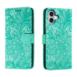Klappbare Leder-Handyhülle mit Spitzenblumenprägung, Für iPhone 17e / 16e, Für iPhone 17 Pro Max, Für iPhone 17 Pro, Für iPhone 17, Für iPhone Air, Für iPhone 16 Pro Max, Für iPhone 16 Pro, Für iPhone 16 Plus