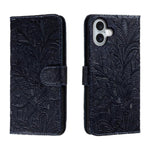 Klappbare Leder-Handyhülle mit Spitzenblumenprägung, Für iPhone 17e / 16e, Für iPhone 17 Pro Max, Für iPhone 17 Pro, Für iPhone 17, Für iPhone Air, Für iPhone 16 Pro Max, Für iPhone 16 Pro, Für iPhone 16 Plus