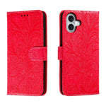 Klappbare Leder-Handyhülle mit Spitzenblumenprägung, Für iPhone 17e / 16e, Für iPhone 17 Pro Max, Für iPhone 17 Pro, Für iPhone 17, Für iPhone Air, Für iPhone 16 Pro Max, Für iPhone 16 Pro, Für iPhone 16 Plus