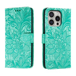 Klappbare Leder-Handyhülle mit Spitzenblumenprägung, Für iPhone 17e / 16e, Für iPhone 17 Pro Max, Für iPhone 17 Pro, Für iPhone 17, Für iPhone Air, Für iPhone 16 Pro Max, Für iPhone 16 Pro, Für iPhone 16 Plus