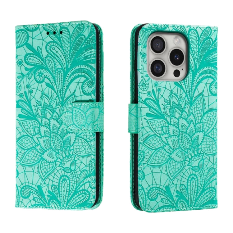 Klappbare Leder-Handyhülle mit Spitzenblumenprägung, Für iPhone 17e / 16e, Für iPhone 17 Pro Max, Für iPhone 17 Pro, Für iPhone 17, Für iPhone Air, Für iPhone 16 Pro Max, Für iPhone 16 Pro, Für iPhone 16 Plus