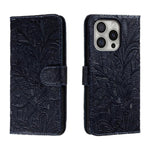 Klappbare Leder-Handyhülle mit Spitzenblumenprägung, Für iPhone 17e / 16e, Für iPhone 17 Pro Max, Für iPhone 17 Pro, Für iPhone 17, Für iPhone Air, Für iPhone 16 Pro Max, Für iPhone 16 Pro, Für iPhone 16 Plus