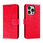 Klappbare Leder-Handyhülle mit Spitzenblumenprägung, Für iPhone 17e / 16e, Für iPhone 17 Pro Max, Für iPhone 17 Pro, Für iPhone 17, Für iPhone Air, Für iPhone 16 Pro Max, Für iPhone 16 Pro, Für iPhone 16 Plus