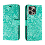 Klappbare Leder-Handyhülle mit Spitzenblumenprägung, Für iPhone 17e / 16e, Für iPhone 17 Pro Max, Für iPhone 17 Pro, Für iPhone 17, Für iPhone Air, Für iPhone 16 Pro Max, Für iPhone 16 Pro, Für iPhone 16 Plus
