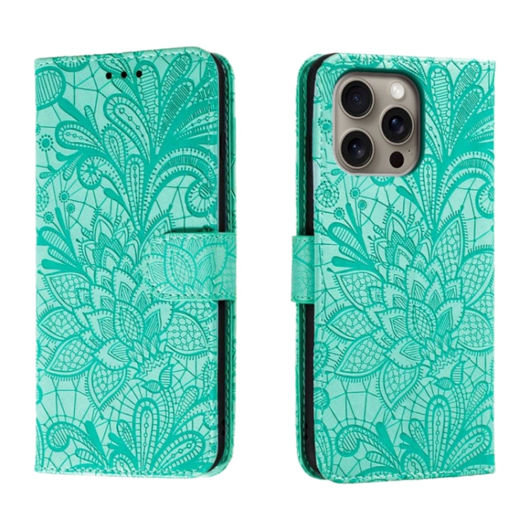Klappbare Leder-Handyhülle mit Spitzenblumenprägung, Für iPhone 17e / 16e, Für iPhone 17 Pro Max, Für iPhone 17 Pro, Für iPhone 17, Für iPhone Air, Für iPhone 16 Pro Max, Für iPhone 16 Pro, Für iPhone 16 Plus