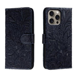 Klappbare Leder-Handyhülle mit Spitzenblumenprägung, Für iPhone 17e / 16e, Für iPhone 17 Pro Max, Für iPhone 17 Pro, Für iPhone 17, Für iPhone Air, Für iPhone 16 Pro Max, Für iPhone 16 Pro, Für iPhone 16 Plus