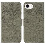Klappbare Leder-Handyhülle mit Spitzenblumenprägung, Für iPhone 17e / 16e, Für iPhone 17 Pro Max, Für iPhone 17 Pro, Für iPhone 17, Für iPhone Air, Für iPhone 16 Pro Max, Für iPhone 16 Pro, Für iPhone 16 Plus