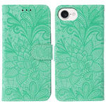 Klappbare Leder-Handyhülle mit Spitzenblumenprägung, Für iPhone 17e / 16e, Für iPhone 17 Pro Max, Für iPhone 17 Pro, Für iPhone 17, Für iPhone Air, Für iPhone 16 Pro Max, Für iPhone 16 Pro, Für iPhone 16 Plus