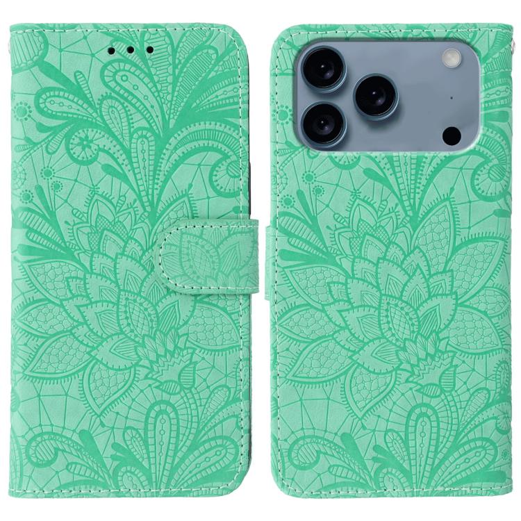 Klappbare Leder-Handyhülle mit Spitzenblumenprägung, Für iPhone 17e / 16e, Für iPhone 17 Pro Max, Für iPhone 17 Pro, Für iPhone 17, Für iPhone Air, Für iPhone 16 Pro Max, Für iPhone 16 Pro, Für iPhone 16 Plus