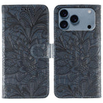 Klappbare Leder-Handyhülle mit Spitzenblumenprägung, Für iPhone 17e / 16e, Für iPhone 17 Pro Max, Für iPhone 17 Pro, Für iPhone 17, Für iPhone Air, Für iPhone 16 Pro Max, Für iPhone 16 Pro, Für iPhone 16 Plus