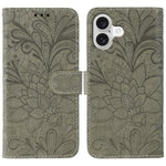 Klappbare Leder-Handyhülle mit Spitzenblumenprägung, Für iPhone 17e / 16e, Für iPhone 17 Pro Max, Für iPhone 17 Pro, Für iPhone 17, Für iPhone Air, Für iPhone 16 Pro Max, Für iPhone 16 Pro, Für iPhone 16 Plus
