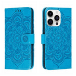 Leder-Handyhülle mit Sonnenmandala-Prägung, Für iPhone 16e / 17e, Für iPhone 17 Pro Max, Für iPhone 17 Pro, Für iPhone 17, Für iPhone Air, Für iPhone 15 Pro Max