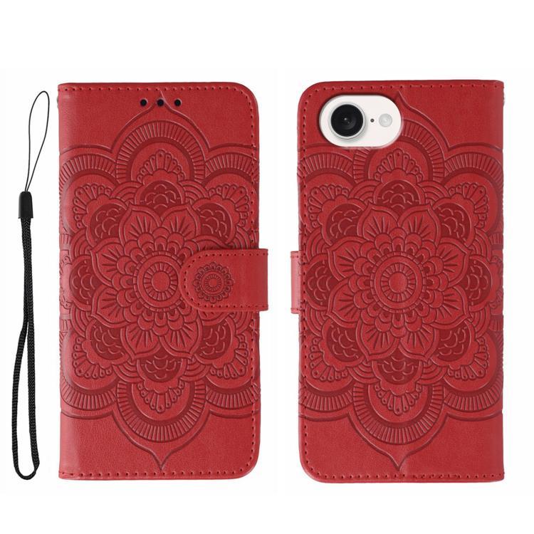 Leder-Handyhülle mit Sonnenmandala-Prägung, Für iPhone 16e / 17e, Für iPhone 17 Pro Max, Für iPhone 17 Pro, Für iPhone 17, Für iPhone Air, Für iPhone 15 Pro Max