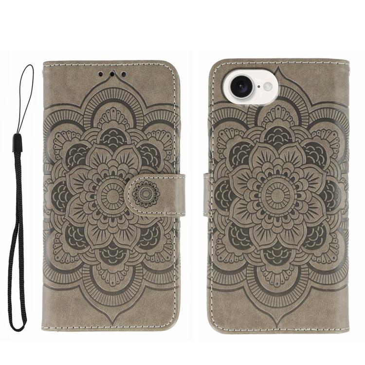 Leder-Handyhülle mit Sonnenmandala-Prägung, Für iPhone 16e / 17e, Für iPhone 17 Pro Max, Für iPhone 17 Pro, Für iPhone 17, Für iPhone Air, Für iPhone 15 Pro Max